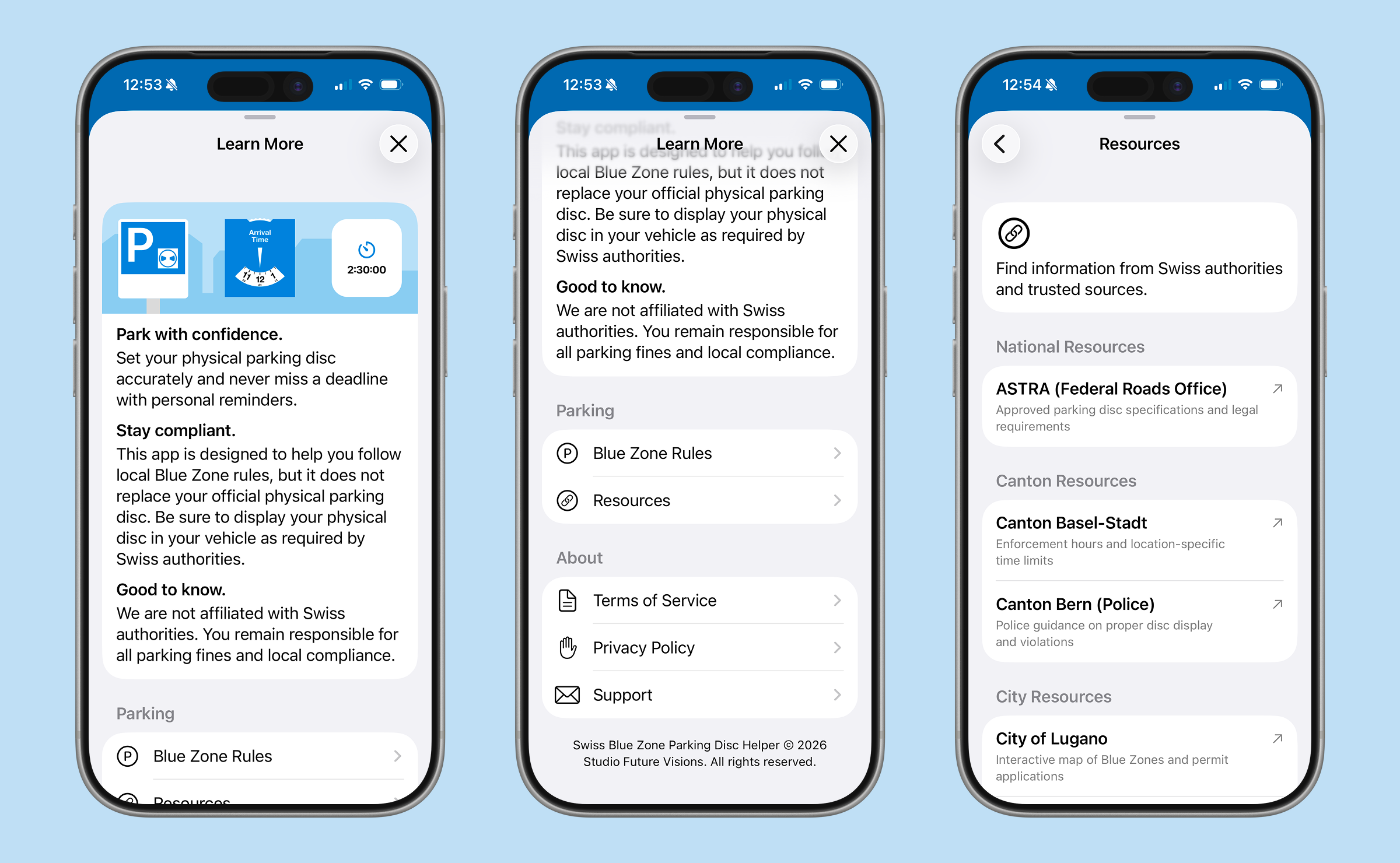 Parking Disc Helper app screenshot